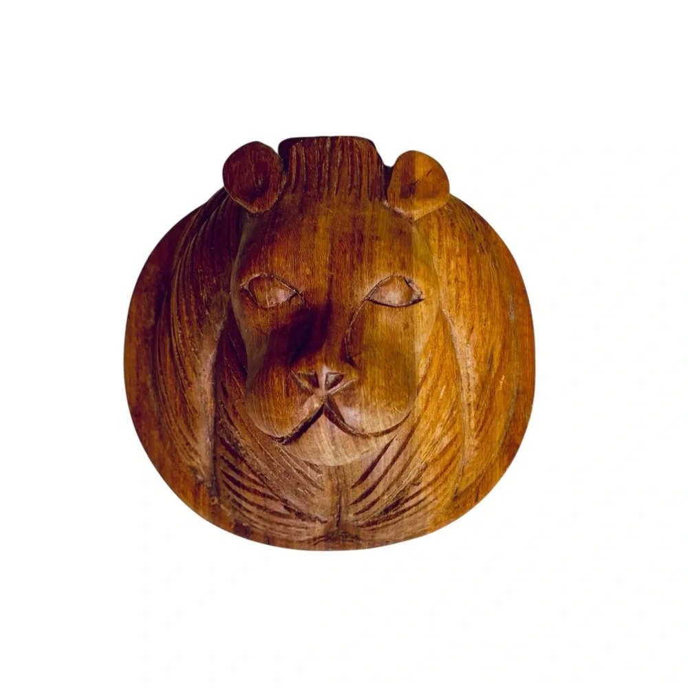Handcrafted Wooden Lion Wall Decor From Kenya Set of 2